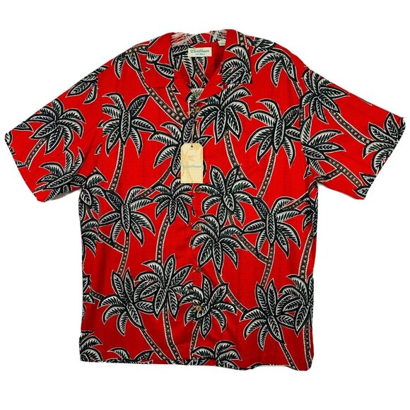 Caribbean Hawaiian Shirt Mens XL Short Sleeve Red Silk Blend Beach Cruise Vacay - Picture 3 of 12
